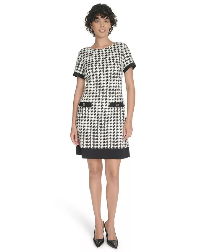 

Женское трикотажное платье-трапеция с узором «гусиная лапка» Tommy Hilfiger