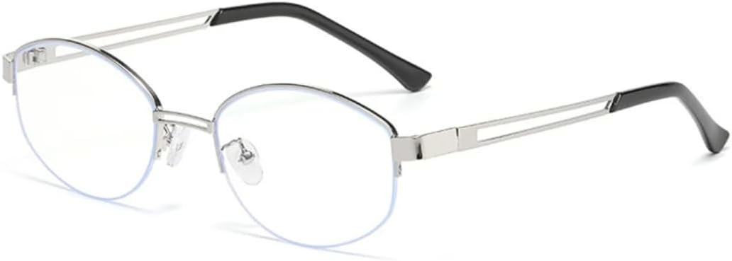 

Популярные модные овальные солнцезащитные очки для женщин в винтажном стиле, полуободковые, с прозрачными линзами Ocean, защита от УФ-излучения UV400, для мужчин TVTBBVV, Silver Clear