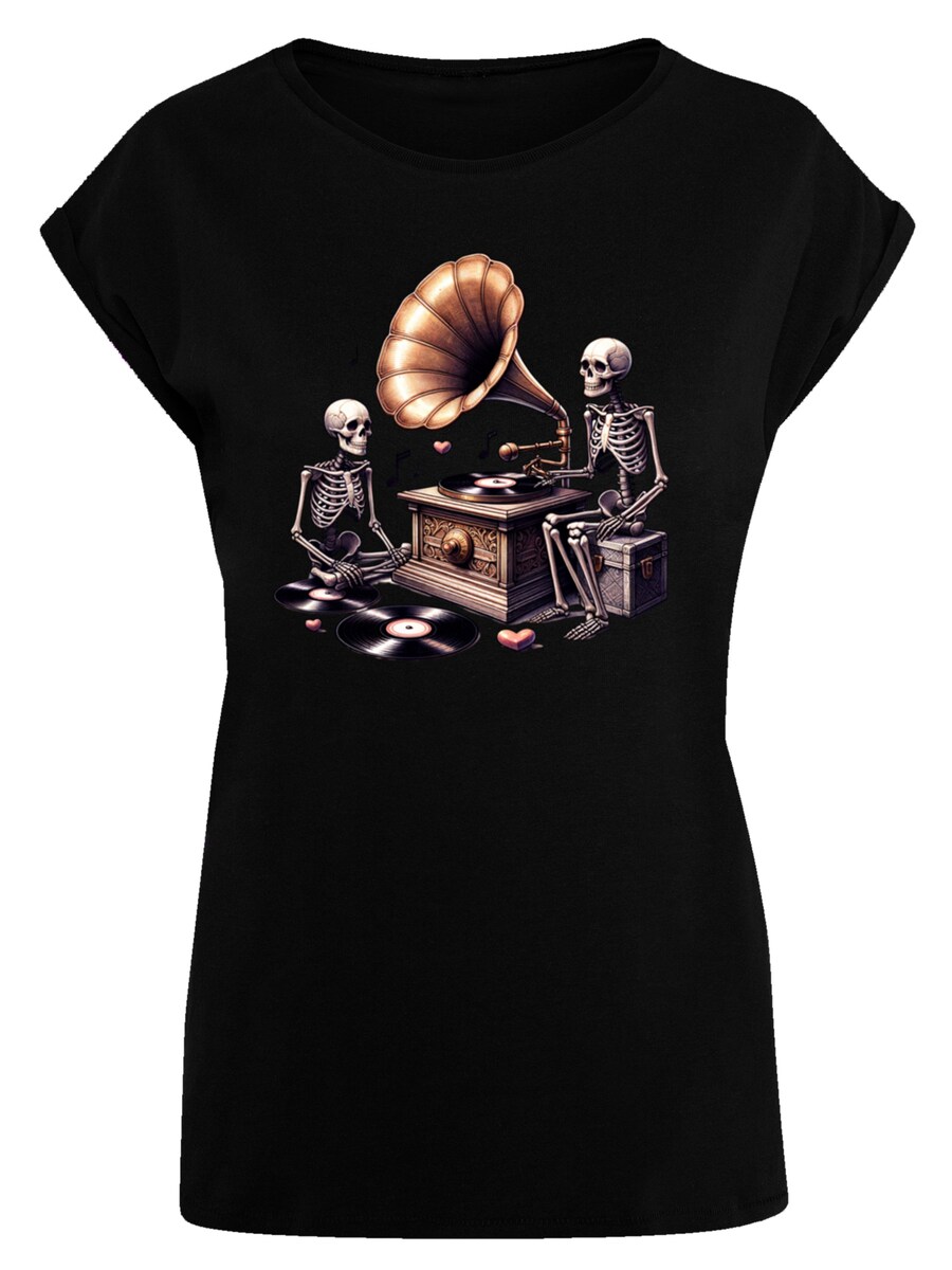 

Рубашка F4NT4STIC Gothic Skeleton Vintage Vinyl Plattenspieler, черный