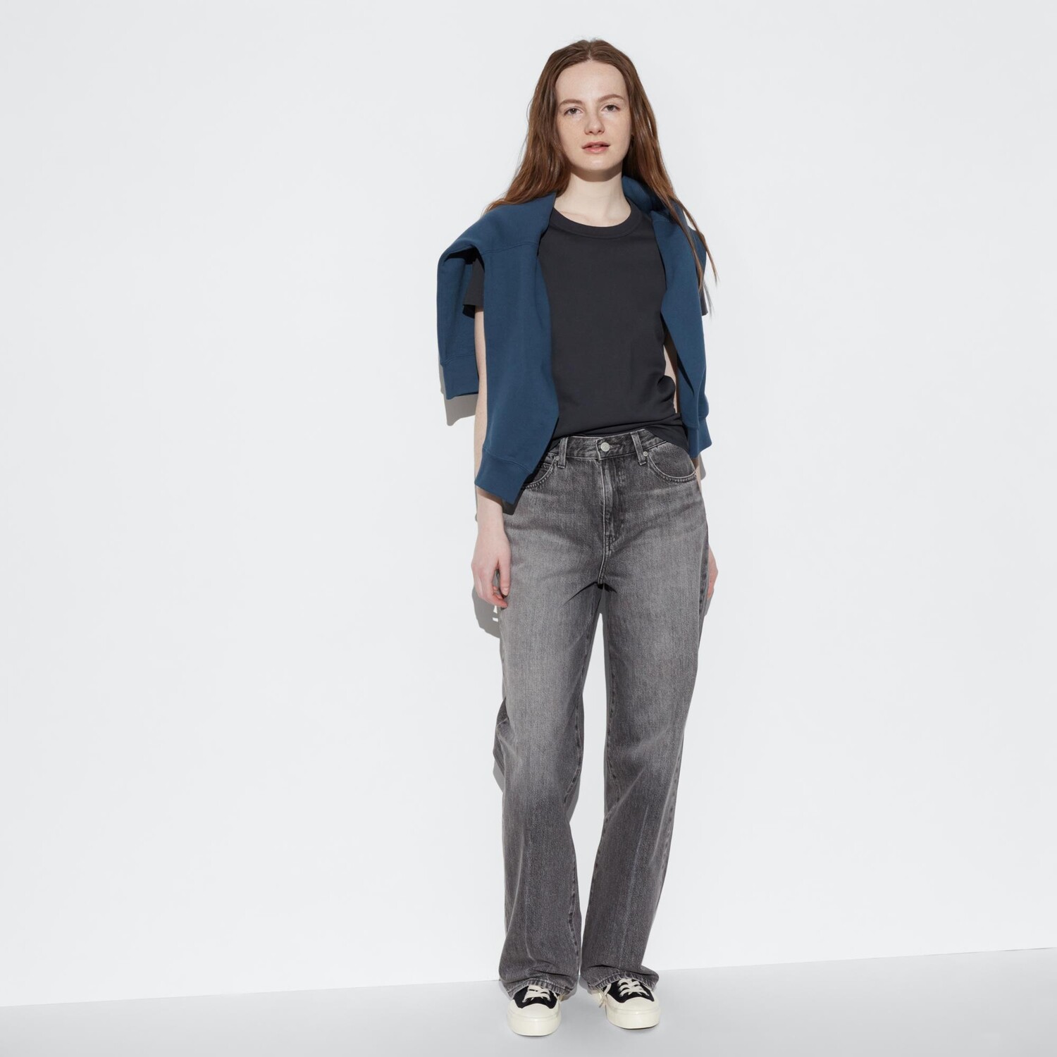

Джинсы Uniqlo женские прямые широкие, серый
