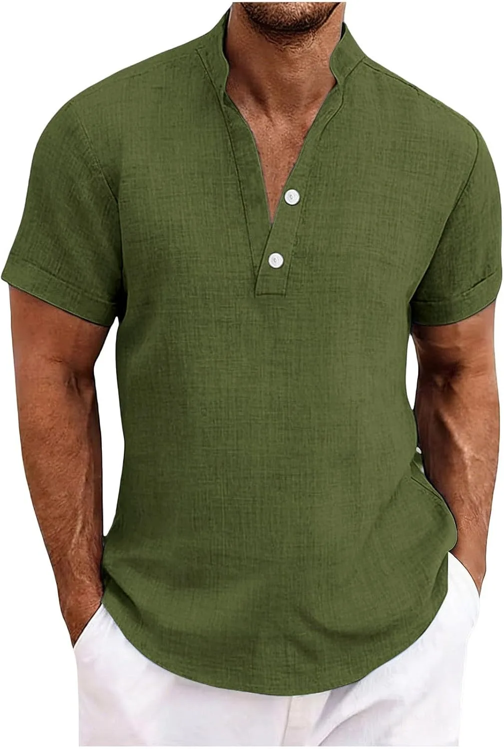 

Льняная рубашка с коротким рукавом для мужчин BXJX