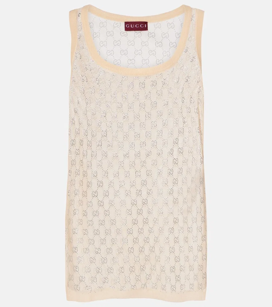 Майка Gucci GG Crystal, с отделкой кристаллами, розовый