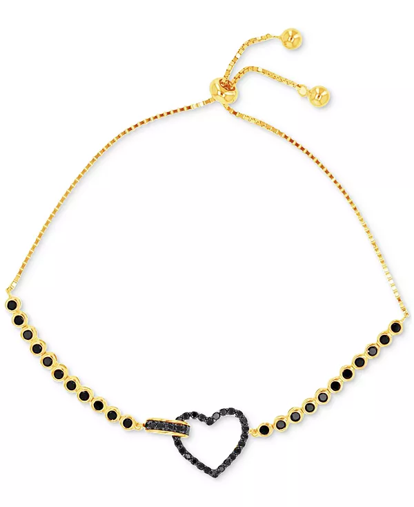 

Браслет-Боло с черным кубическим цирконием в форме сердца и безеля Macy'S, gold