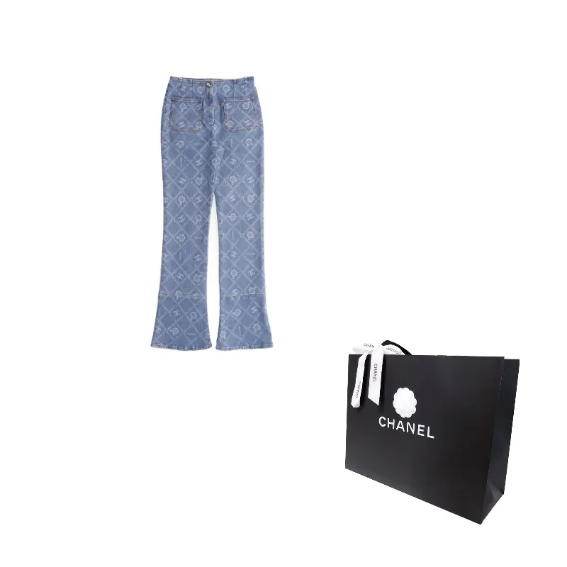 

Chanel Женские джинсы, синие, прямого кроя