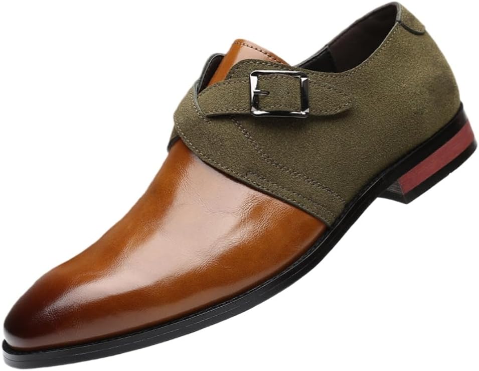 

Мужские оксфорды больших размеров- мягкие, противоскользящие, прочные и износостойкие кожаные туфли для повседневной носки, бизнеса и официальных мероприятий Fmshi, зеленый/коричневый