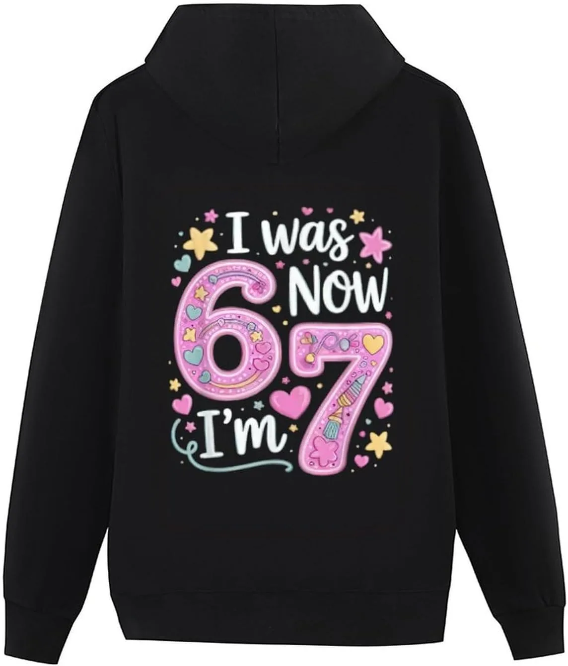 Толстовка Men Fun I Was 6 Now I'm 7 с капюшоном, классическая, с карманом — фото 3