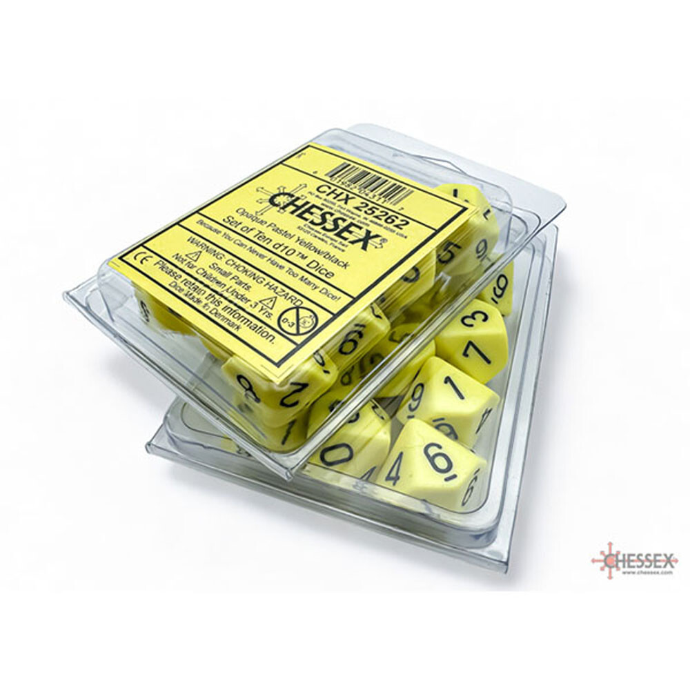 

Аксессуары Chessex Chessex d10 Dice Set: Opaque - Pastel Yellow/Black (10)