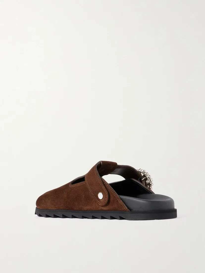 Мюли Slidy Viv из замши с кристаллами Roger Vivier, коричневый — фото 3