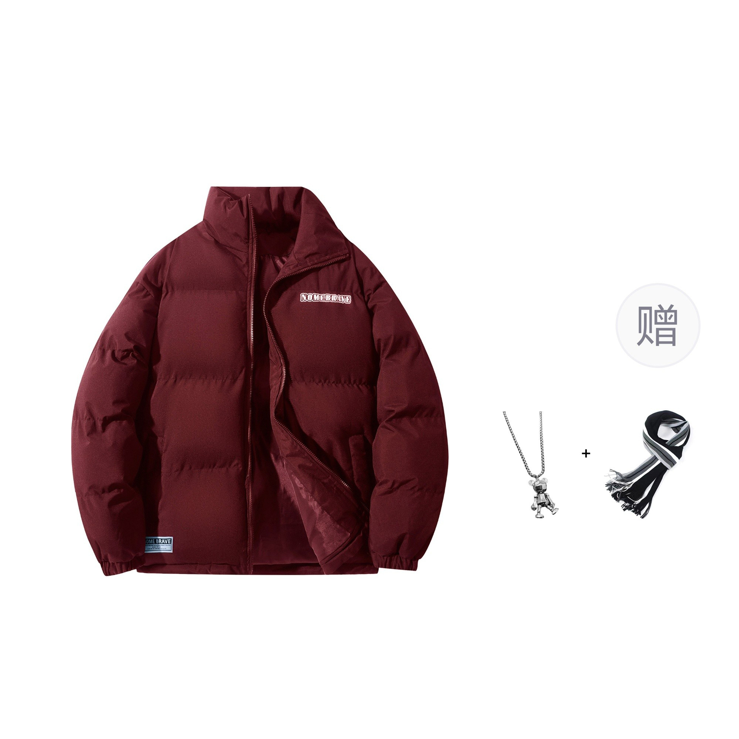 

NOME Пуховик Unisex, Maroon (Comes with Scarf+Necklace)