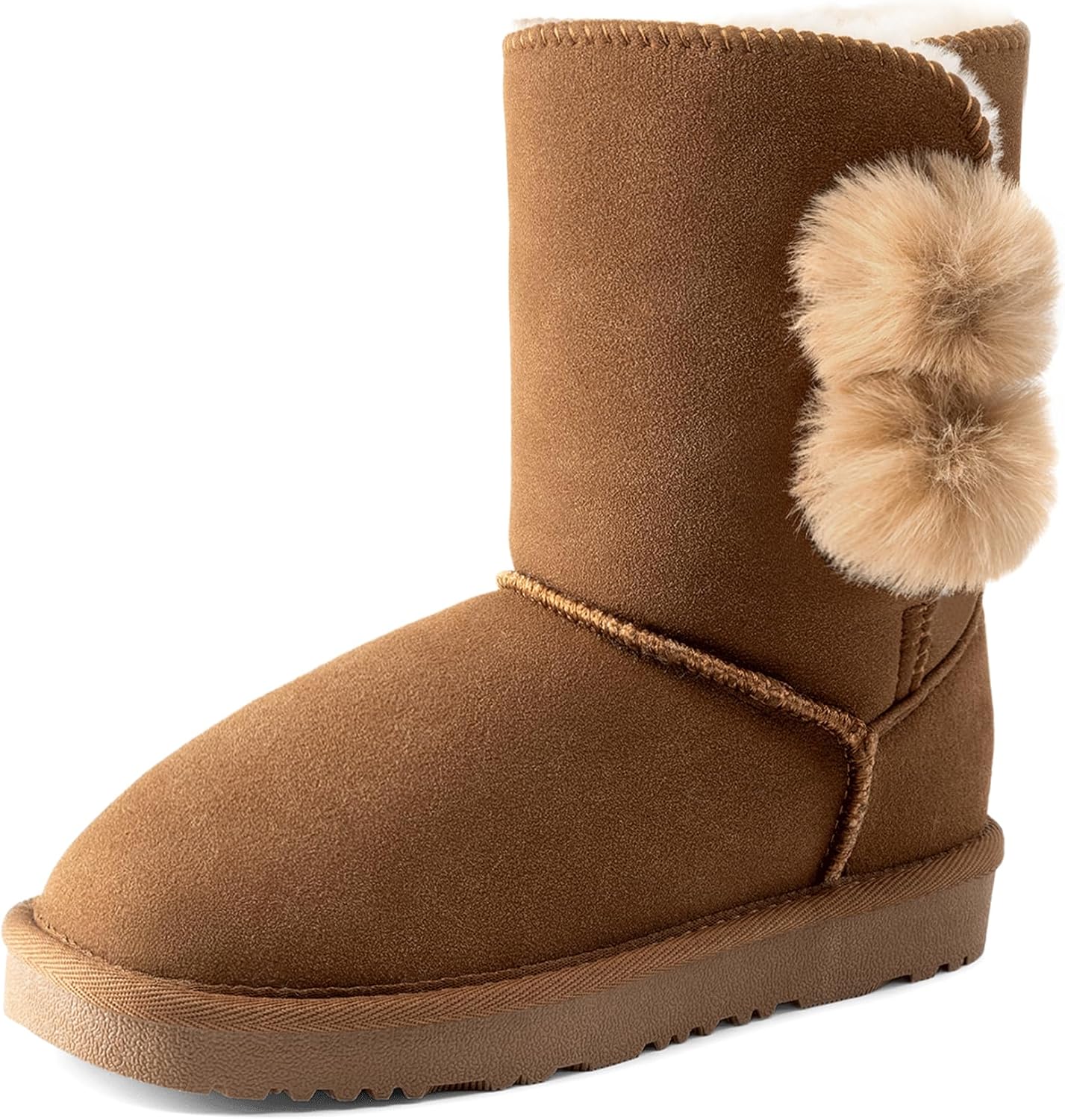 

Ботинки DREAM PAIRS для девочек и мальчиков, зимние снежные сапоги из замши средней длины с искусственным мехом, теплая подкладка, стиль FuzzyChic, модель Lolly для малышей и детей постарше, Light Brown