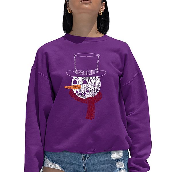 

Свитшот с принтом Snowman face La Pop Art, Purple, Белый, Свитшот с принтом Snowman face La Pop Art, Purple