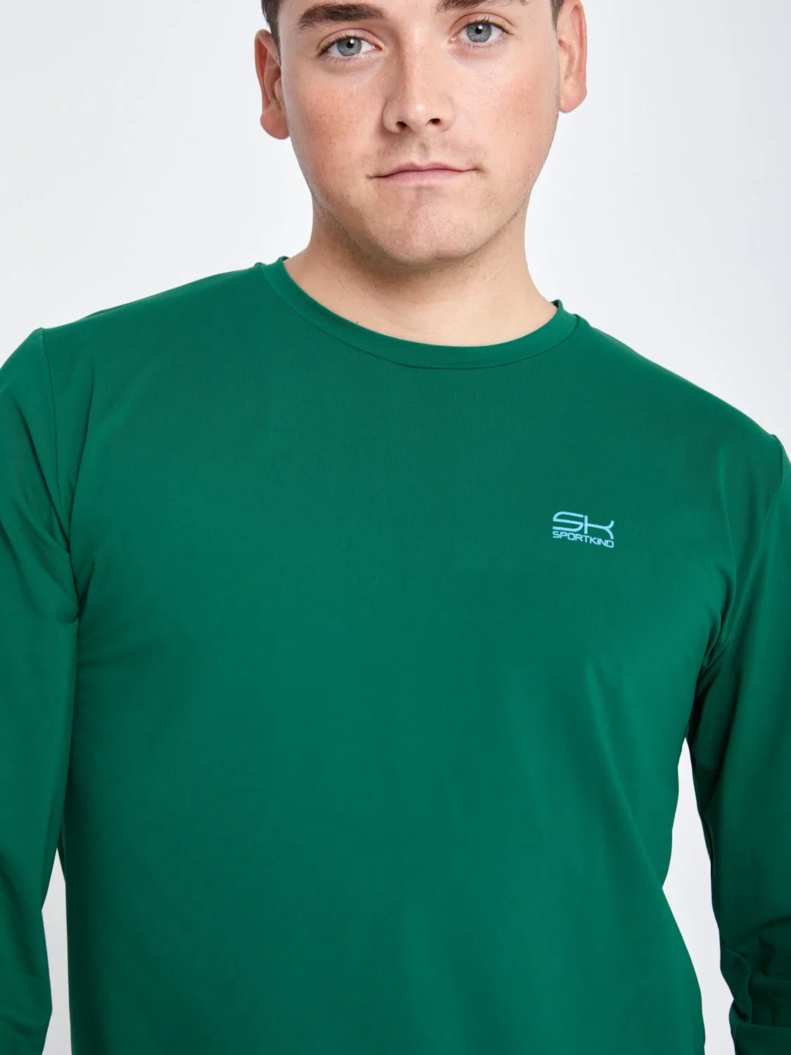 Спортивная футболка Sportkind Performance Shirt с круглым вырезом и длинными рукавами, темно-зеленого цвета — фото 3