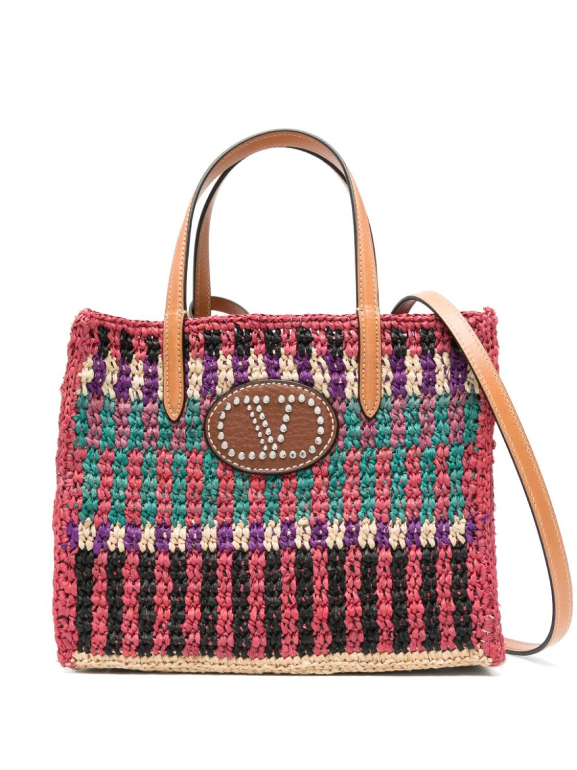 

Valentino Garavani сумка-тоут из рафии с логотипом VLogo Signature, розовый