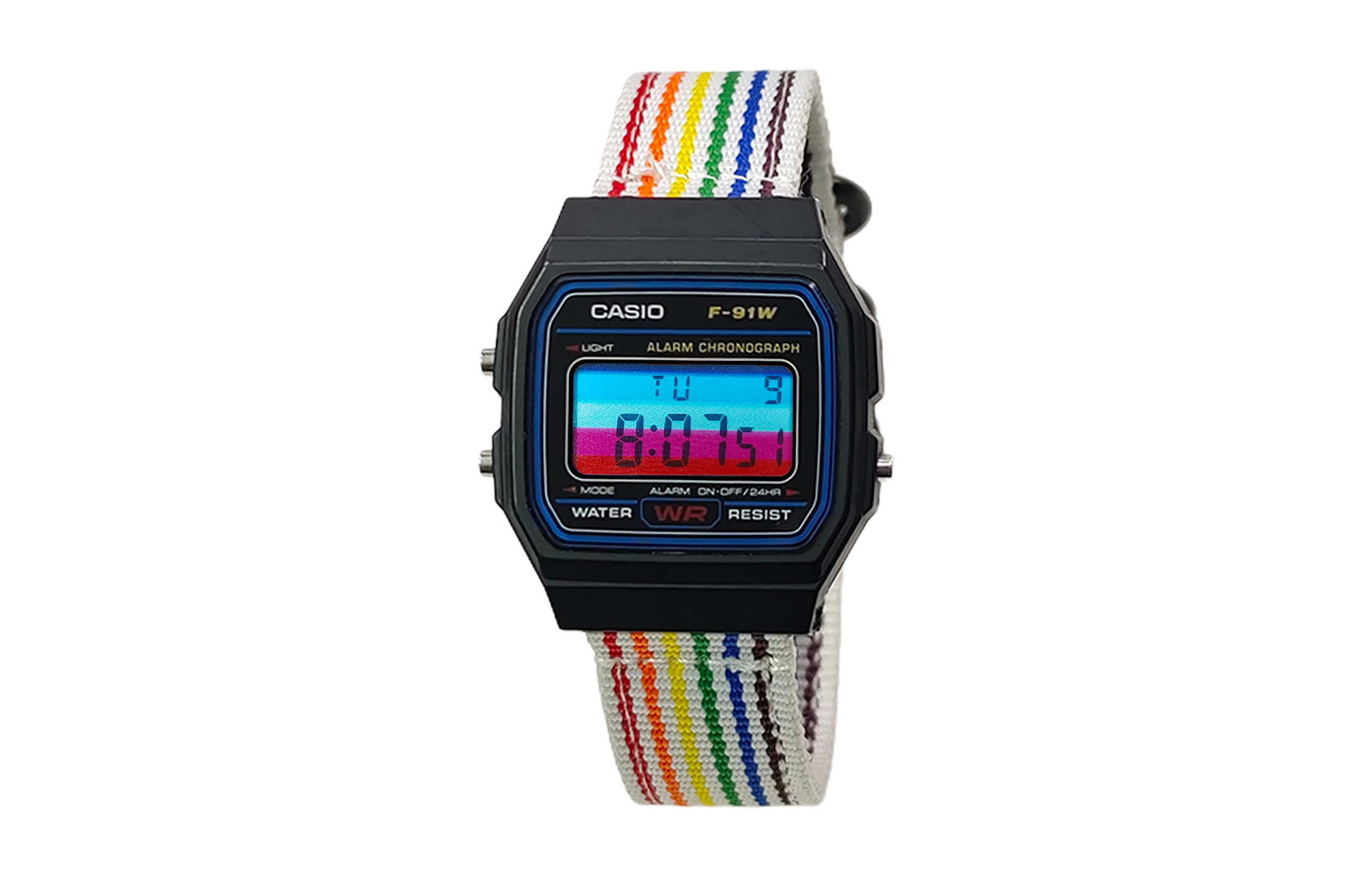 

CASIO Мужские часы Retrofit Series с кварцевым механизмом и нейлоновым ремешком, черный циферблат