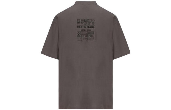Футболка care label t-shirt medium fit 'grey black' Balenciaga, серый — фото 2