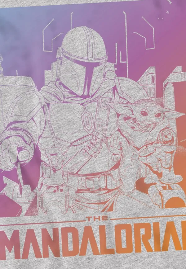 Футболка с градиентным рисунком «звездные войны: мандалорец - малыш» Star Wars, Mottled Light Grey — фото 3