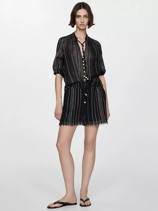 

Шорты Mango Malta Stripe, цвет black/multi