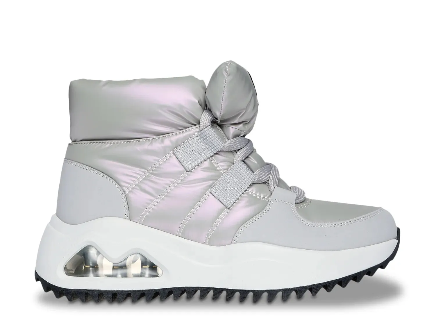 Ботинки женские зимние Skechers Uno Peaks из нейлона на шнуровке, серебристый металлик