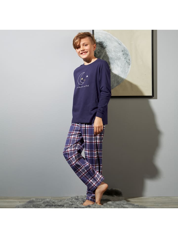 Erwin Müller Детская пижама из трикотажа, темно-синего цвета — фото 4