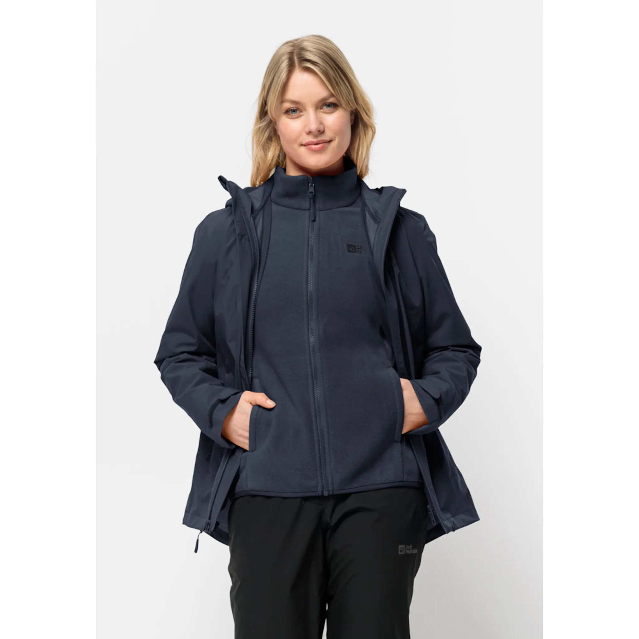 

Функциональная куртка 3-в-1 Jack Wolfskin "MOONRISE 3IN1 JKT W" (2 шт.), с капюшоном, синий