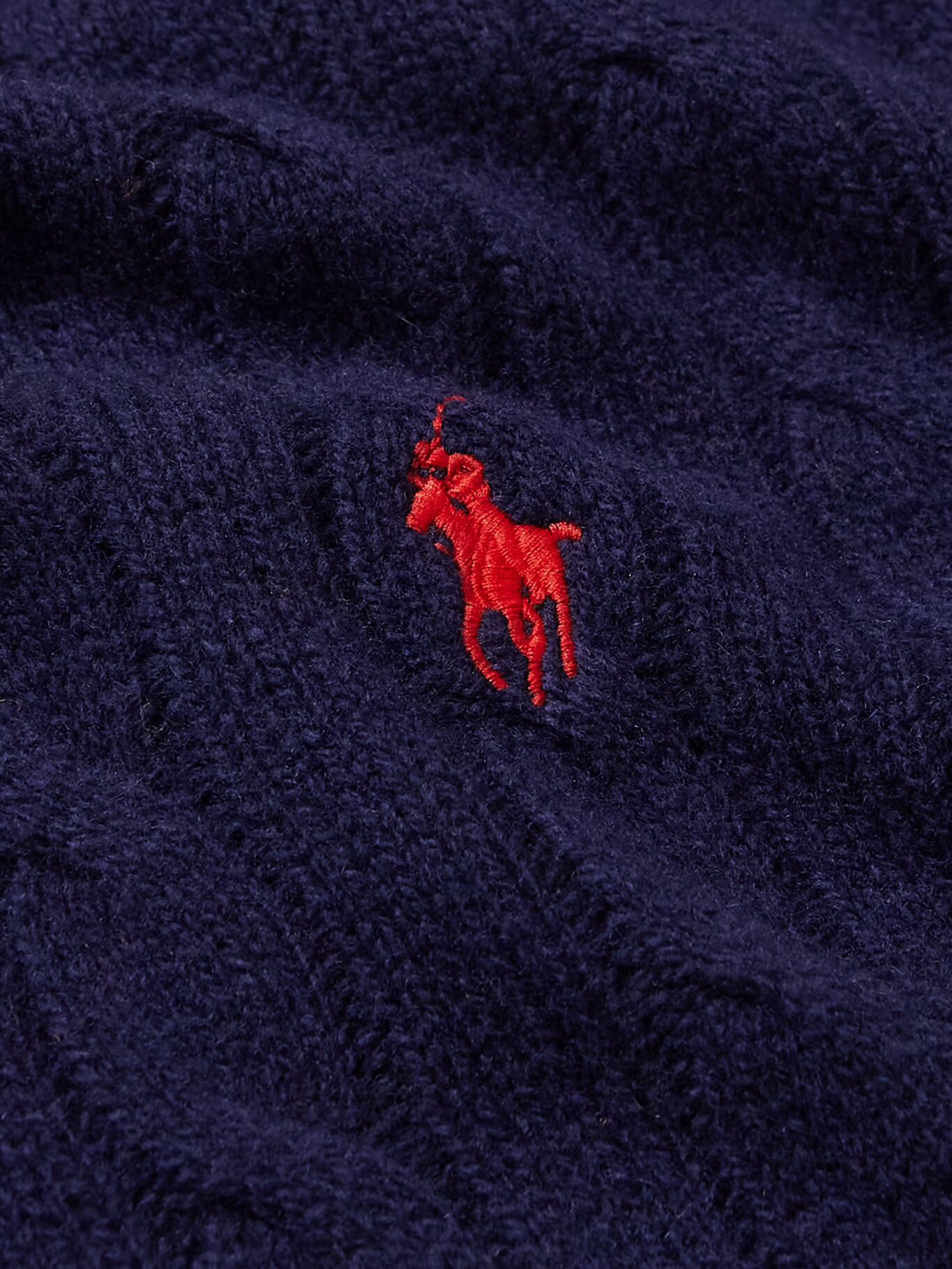 Свитер из смеси шерсти и кашемира с косичной вязкой POLO RALPH LAUREN, темно-синий — фото 2