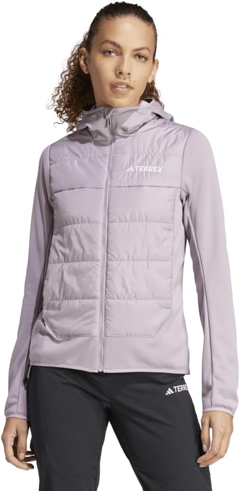 Женская треккинговая куртка Adidas Terrex Multi Hybrid утепленная с капюшоном, сиреневый — фото 2