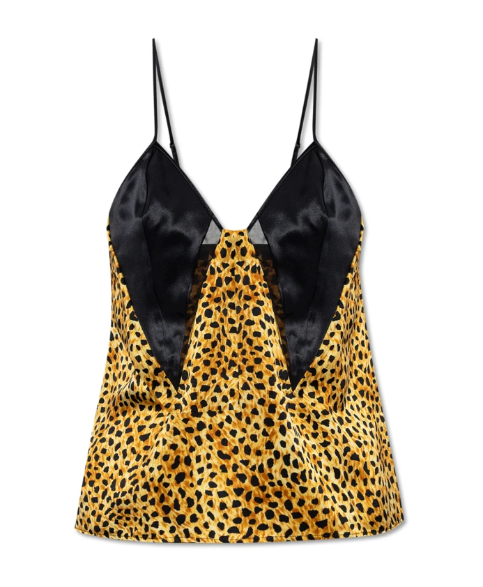 

Шелковый топ с животным принтом Versace, желтый
