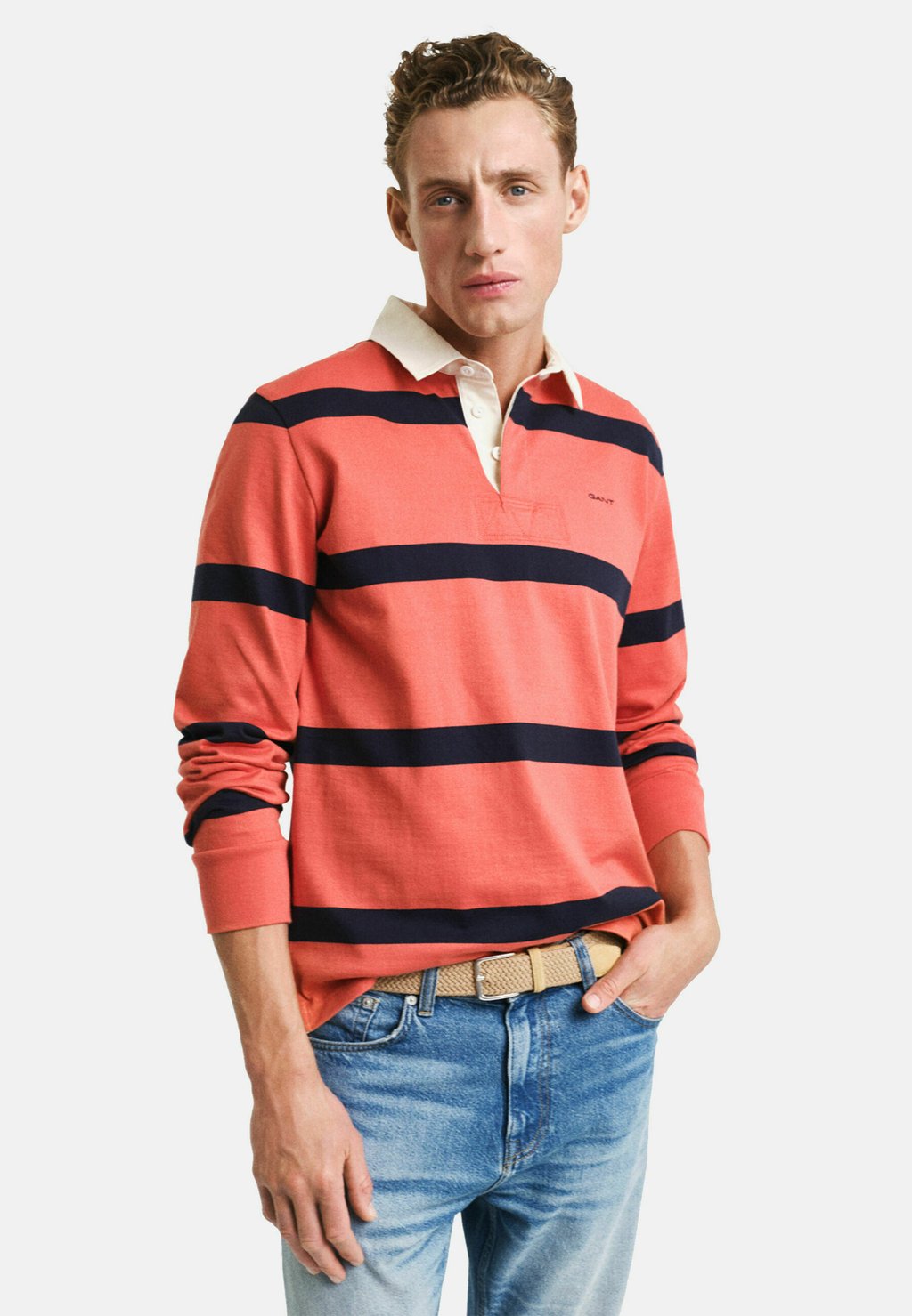 

Поло STRIPED HEAVY RUGGER GANT, красный