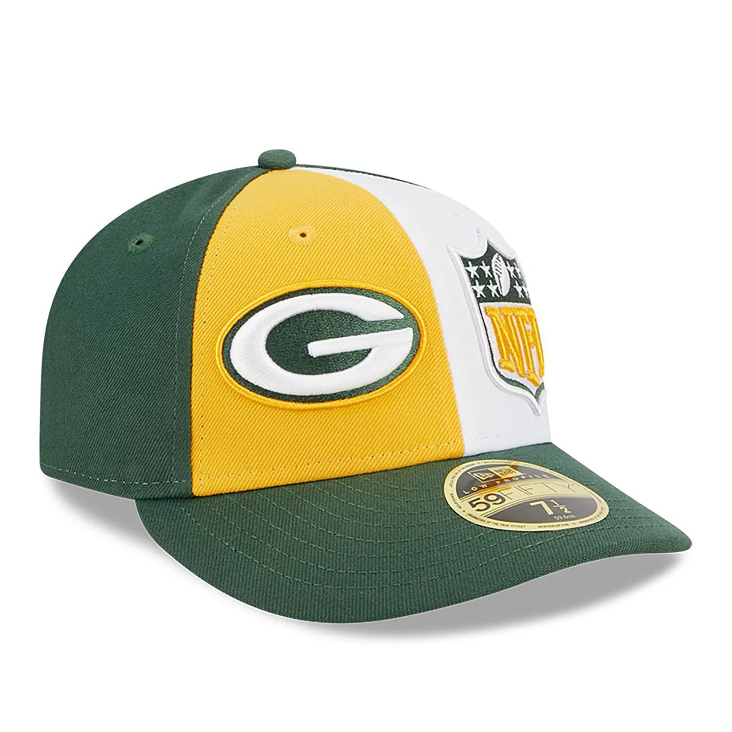 

Мужская шляпа New Era желто-зеленая Green Bay Packers 2023 Sideline Low Profile 59FIFTY