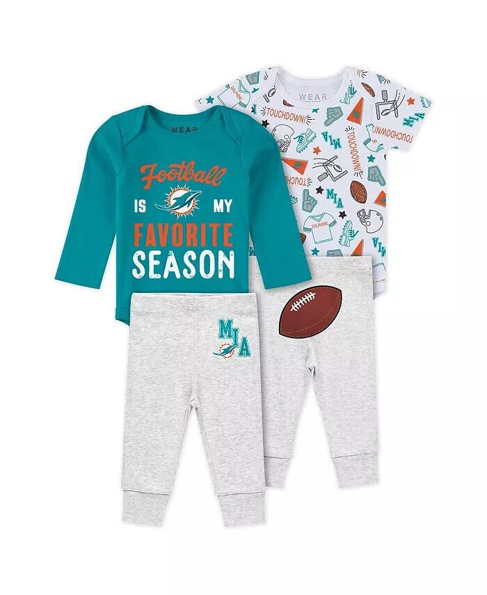 

Боди-комбинезон из трех частей для мальчиков и девочек Miami Dolphins Turn Me Around со штанами WEAR by Erin Andrews