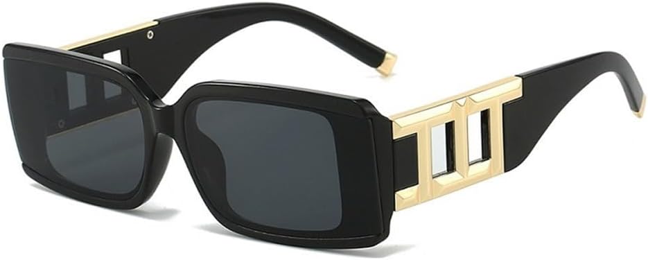 

Солнцезащитные очки прямоугольной формы для женщин и мужчин, с леопардовым принтом, черные, с золотым декором, винтажные, с градиентными линзами, поликарбонатная оправа, защита от УФ-излучения UV400 VFDHN, C1