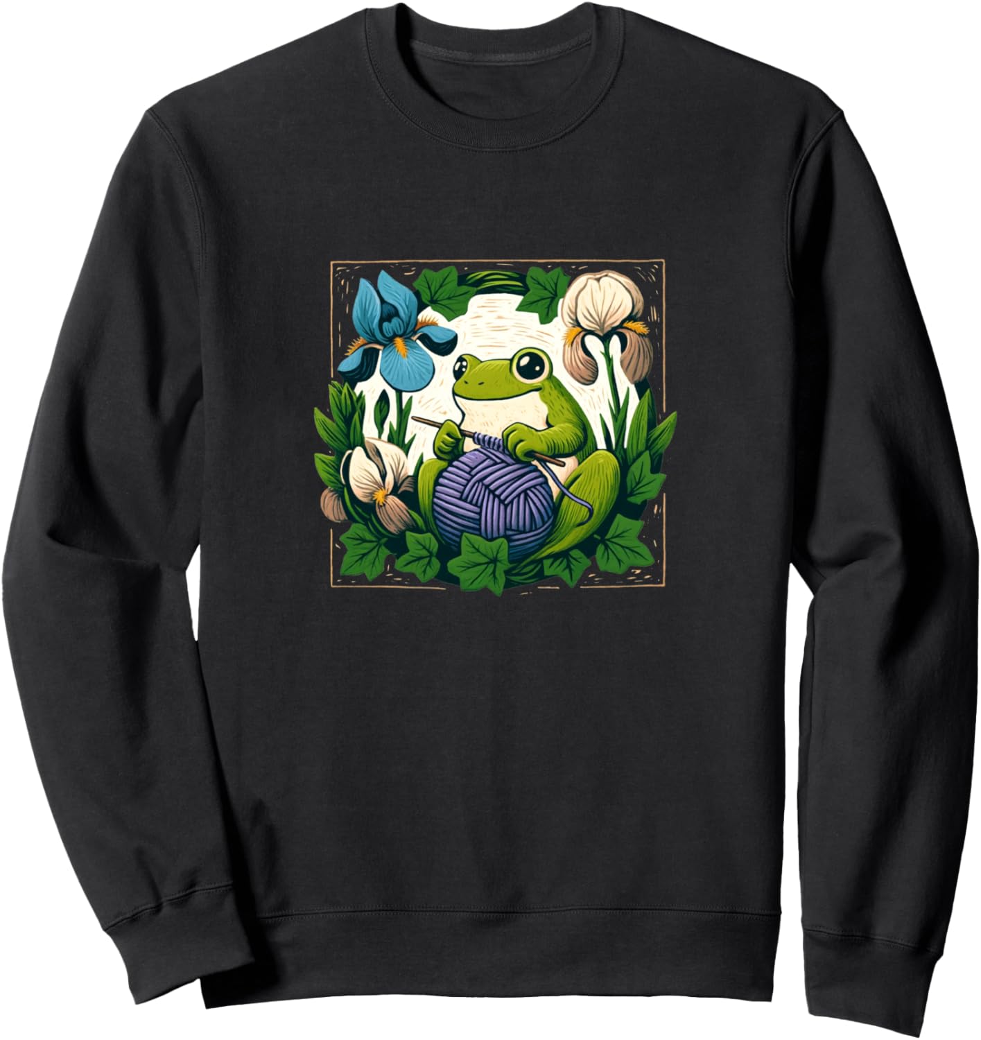 

Вязаная толстовка с мультяшной лягушкой Crochet Frog Snugg, черный