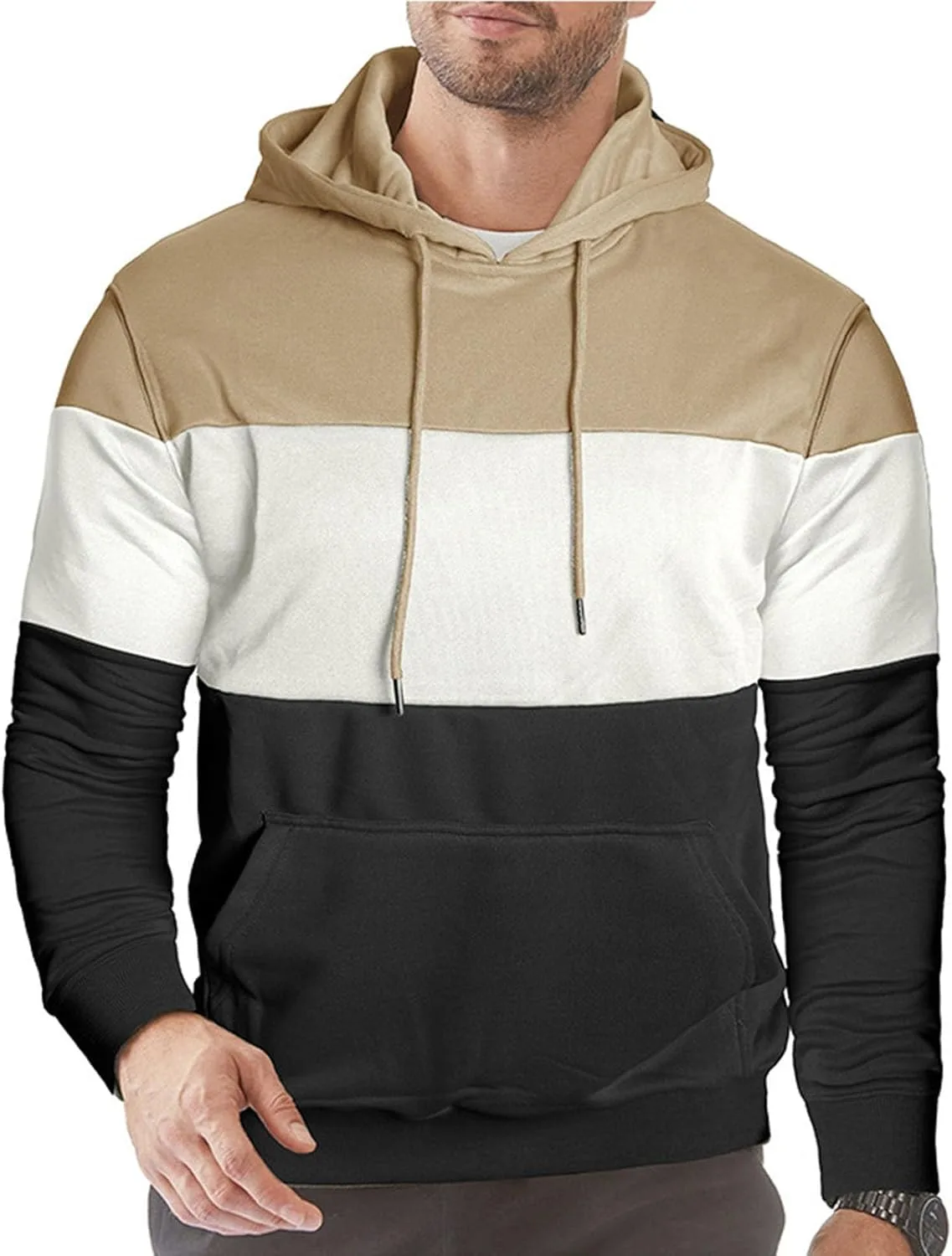 

Толстовка с капюшоном Oversized Long Sleeve Color Block QUNPIU