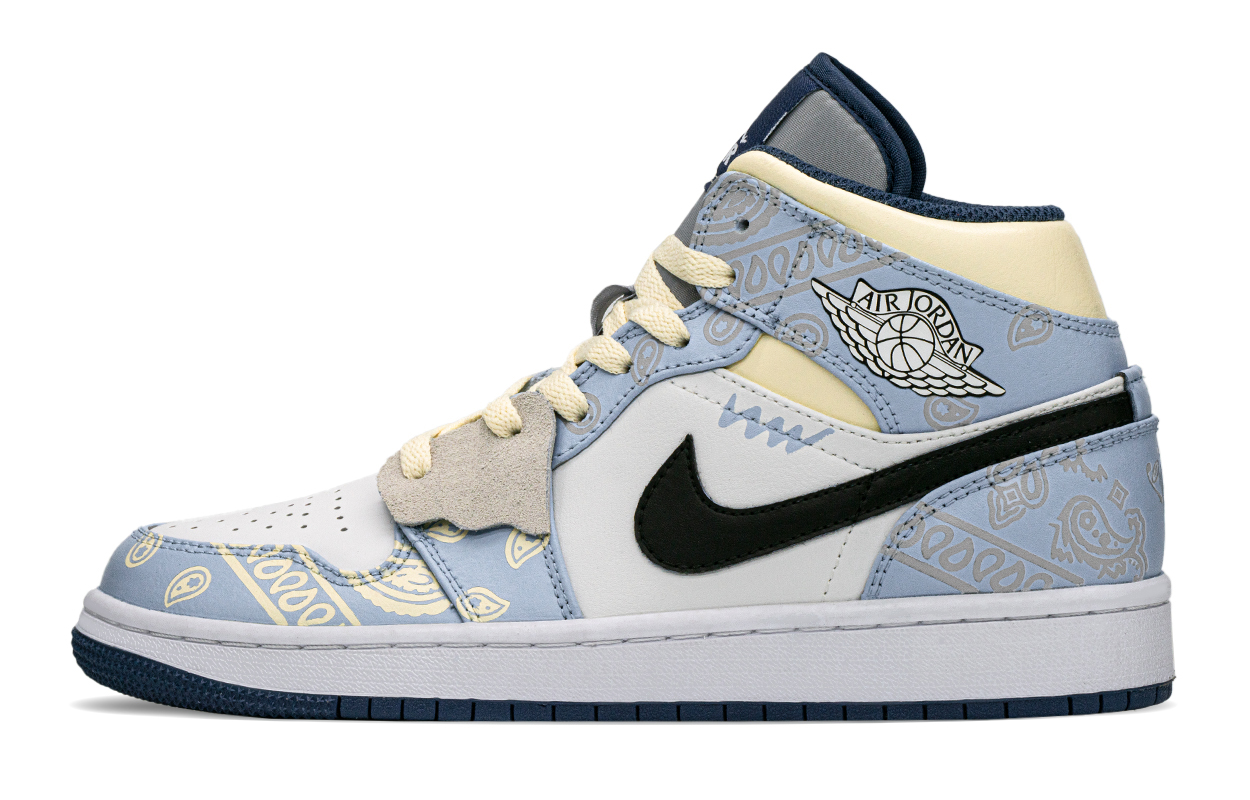 

Кроссовки Air Jordan 1 Vintage Basketball Shoes Women's Mid-top Black/white/blue, синий