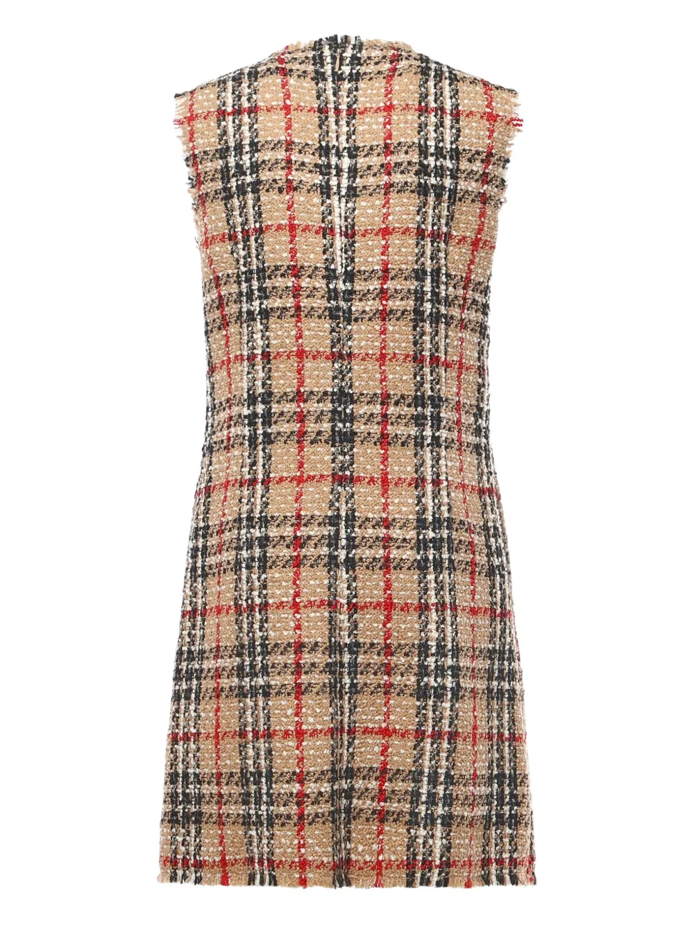 Платье миди Burberry в клетку с необработанным краем, бежевый — фото 2