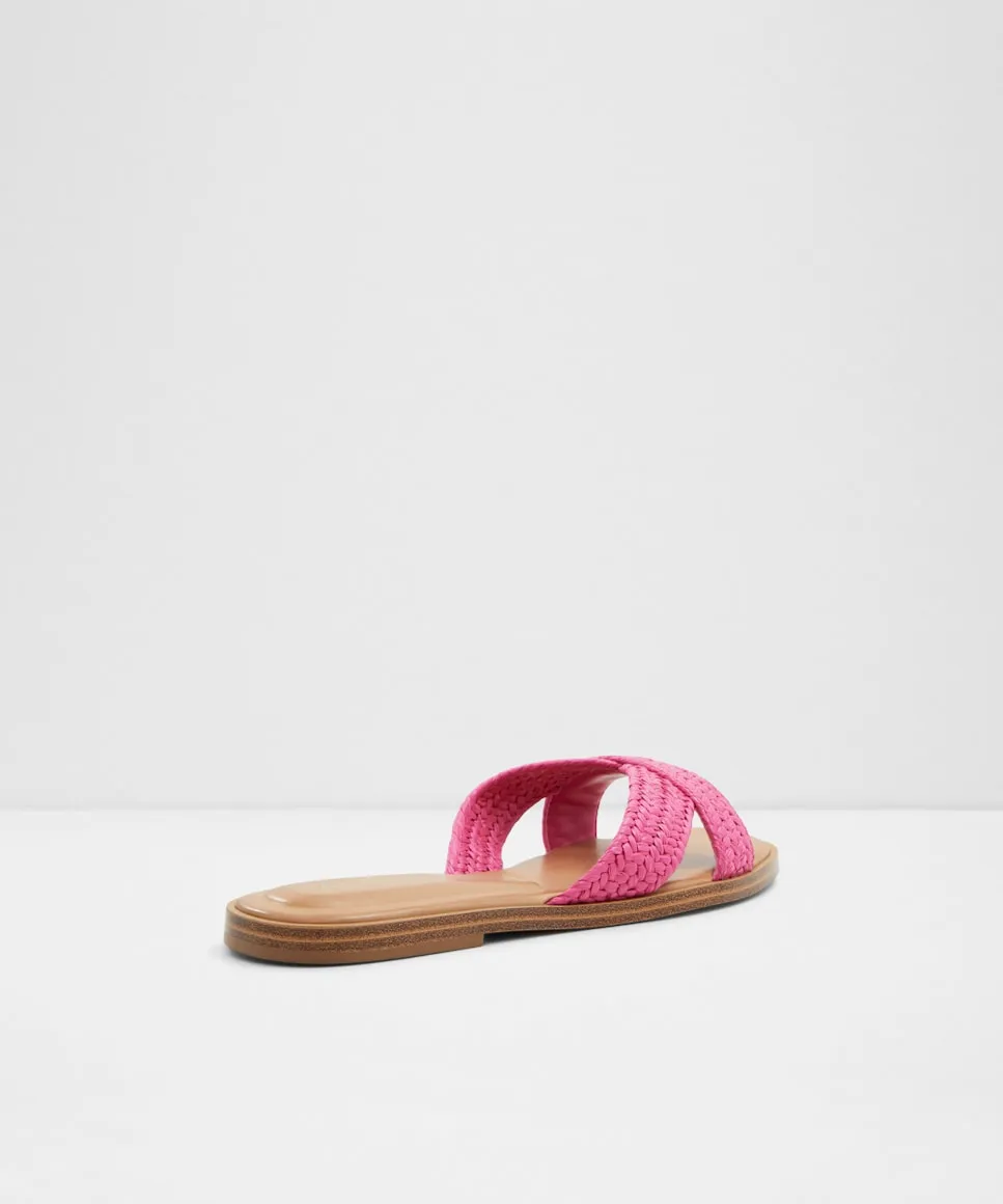 Женские сандалии из текстиля на плоской подошве с круглым носком Aldo, розовый — фото 2