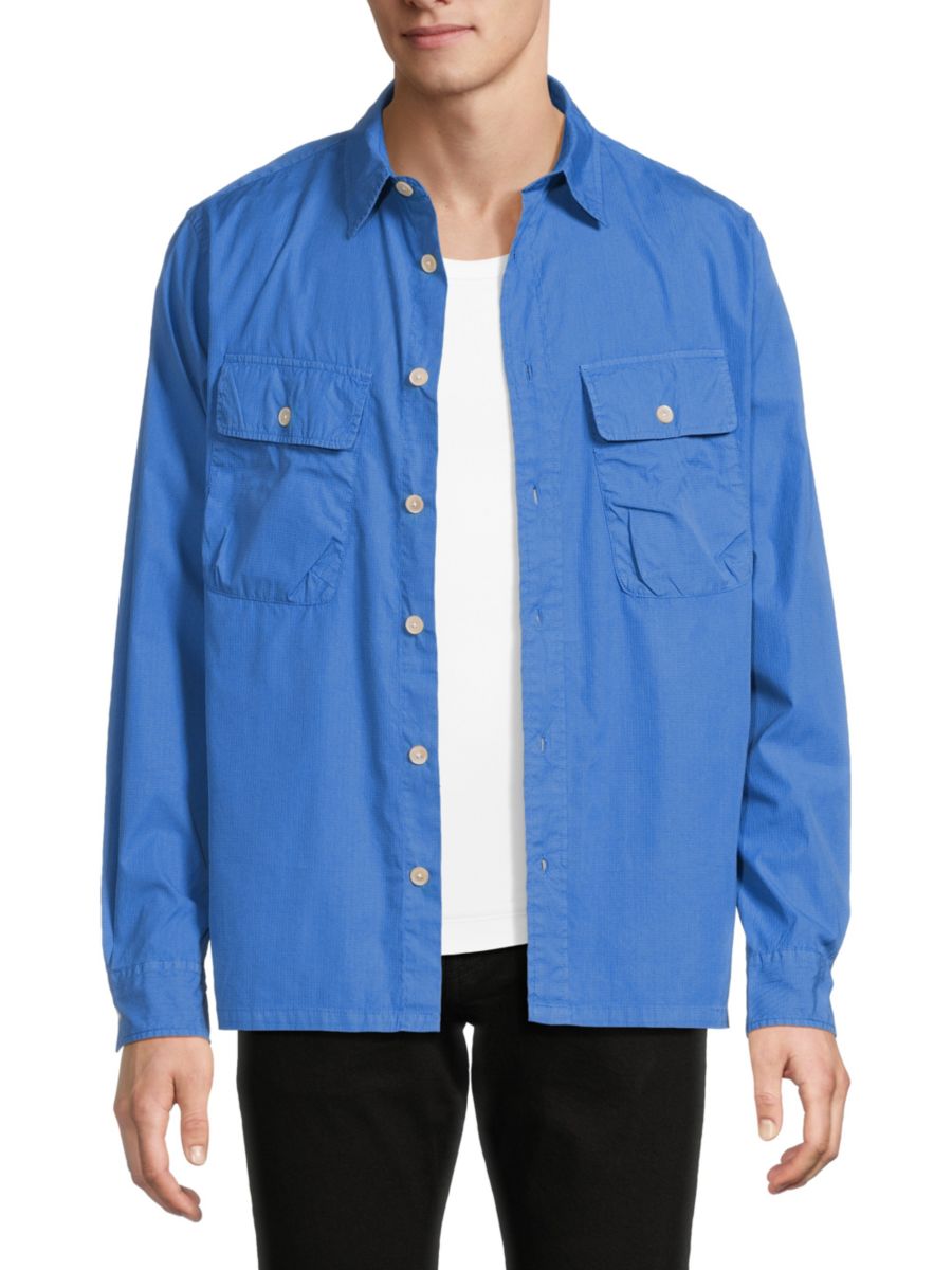 

Верхняя рубашка из хлопковой смеси с карманом-клапаном Paul Smith, цвет Petrol Blue