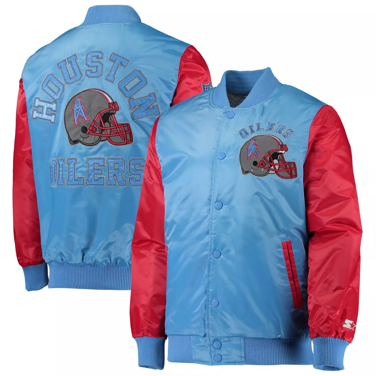 

Мужская атласная университетская куртка с длинными кнопками светло-синего/красного цвета в раздевалке Houston Oilers Starter, Красный;синий, Мужская атласная университетская куртка с длинными кнопками светло-синего/красного цвета в раздевалке Houston Oile