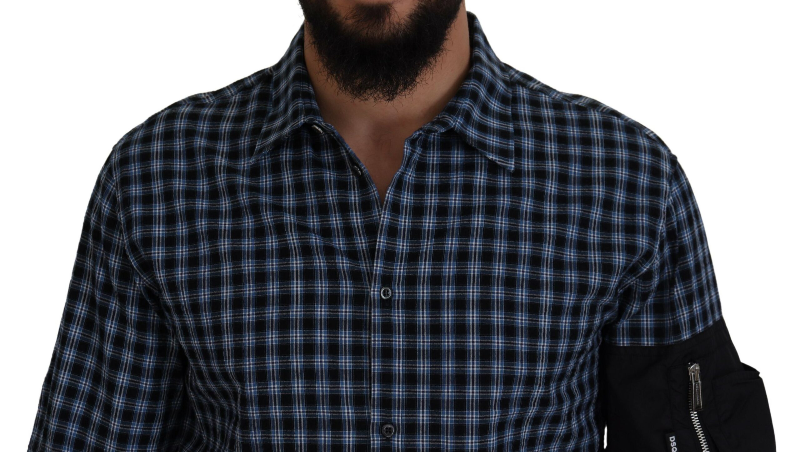 Разноцветная черная клетчатая мужская рубашка с длинными рукавами Dsquared2 — фото 4