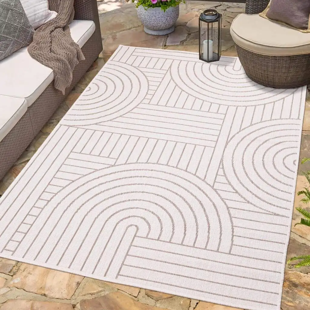 

Ковер Carpet City уличный "DUO RUG 5842", прямоугольный, двусторонний ковер, устойчивый к атмосферным воздействиям внутри и снаружи, балкон, терраса, гостиная 80х150 см, цвет Creme