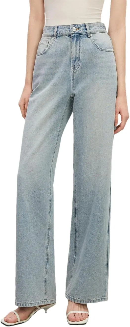 Джинсы, высокая талия, Womens Vintage Jeans, голубой