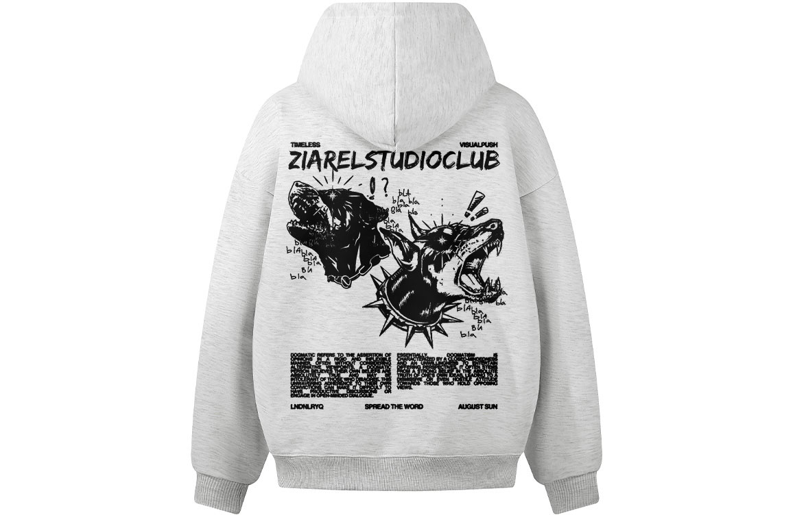 

Толстовка Unisex Hooded Moderate Heavyweight ZIAREL, белый heather серый