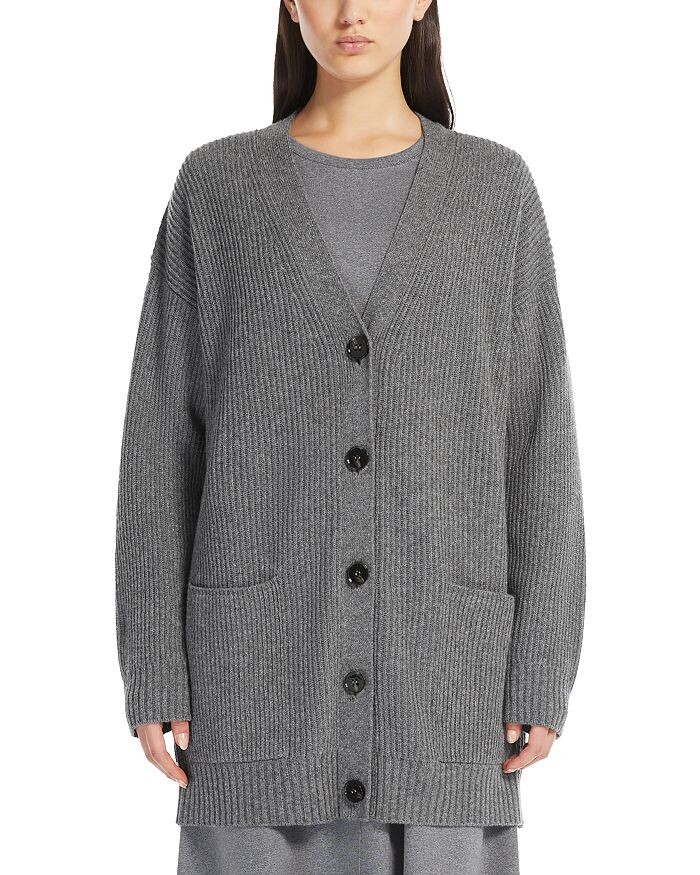 

Кардиган оверсайз в рубчик Weekend Max Mara Negus, серый