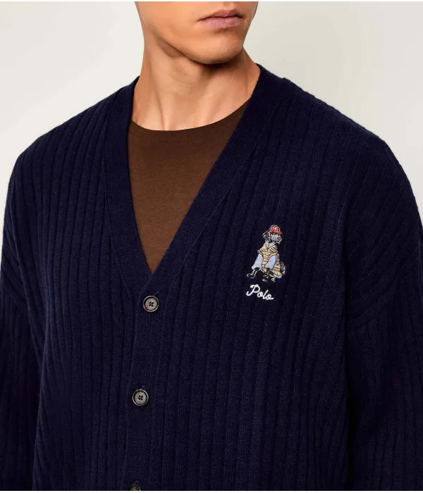 Шерстяной кардиган Relaxed fit Polo Ralph Lauren, синий — фото 4