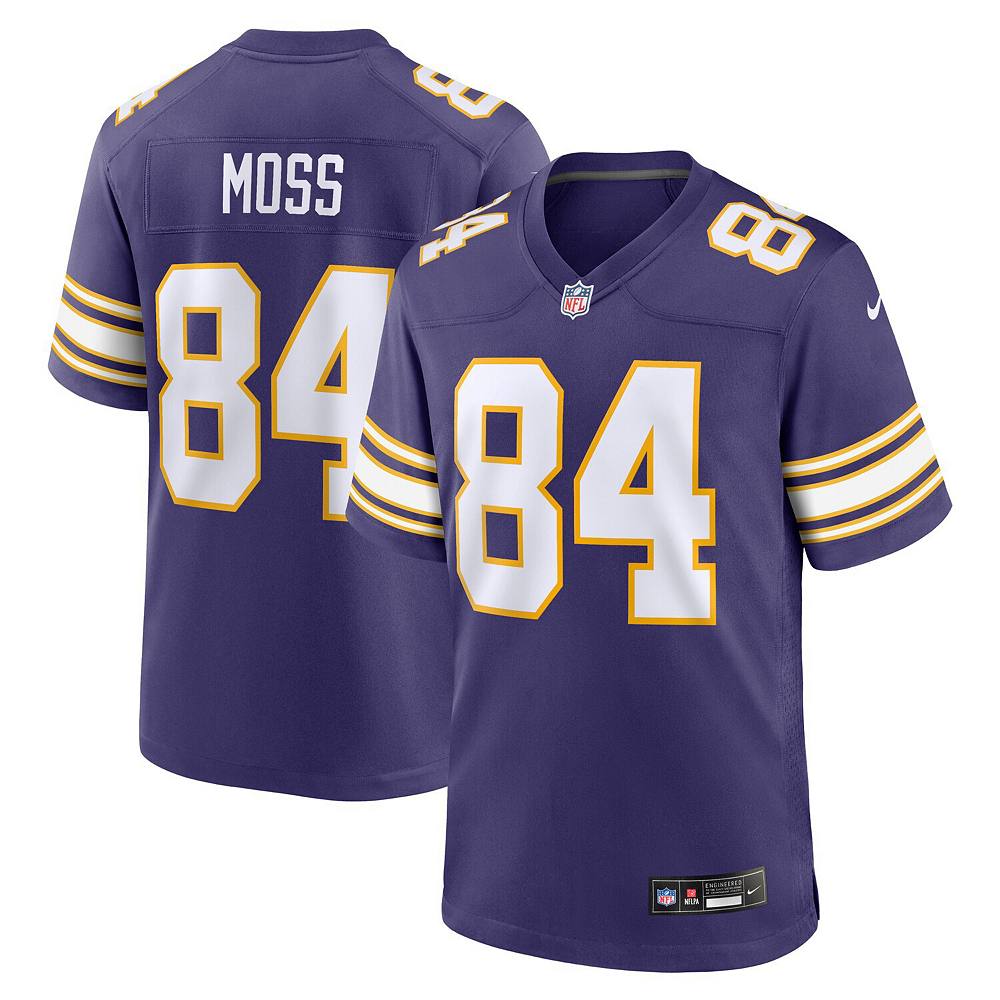 

Мужская классическая футболка для пенсионеров Nike Randy Moss Purple Minnesota Vikings Game, цвет Mvk Purple