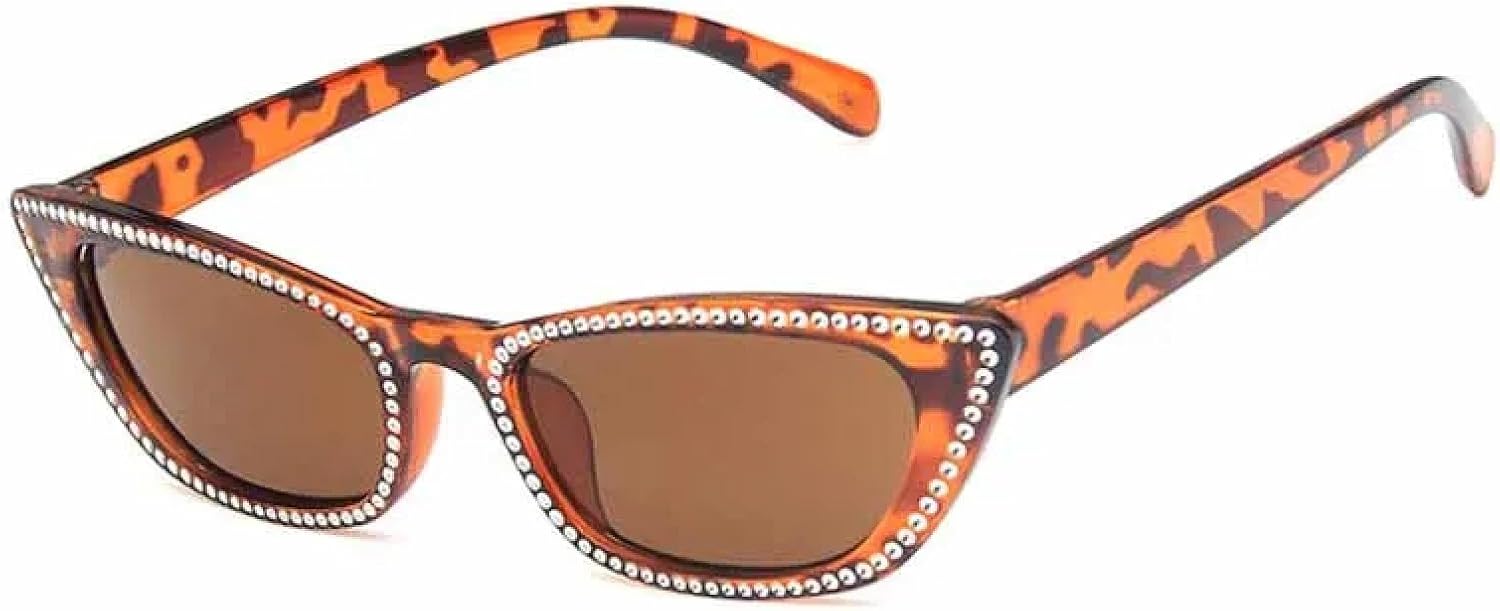 

Ретро-солнцезащитные очки «кошачий глаз» с бриллиантовой инкрустацией, роскошные, модные, для активного отдыха, поездок и путешествий, с защитой от УФ-излучения UV400 TKKTLLT, Leopard Brown