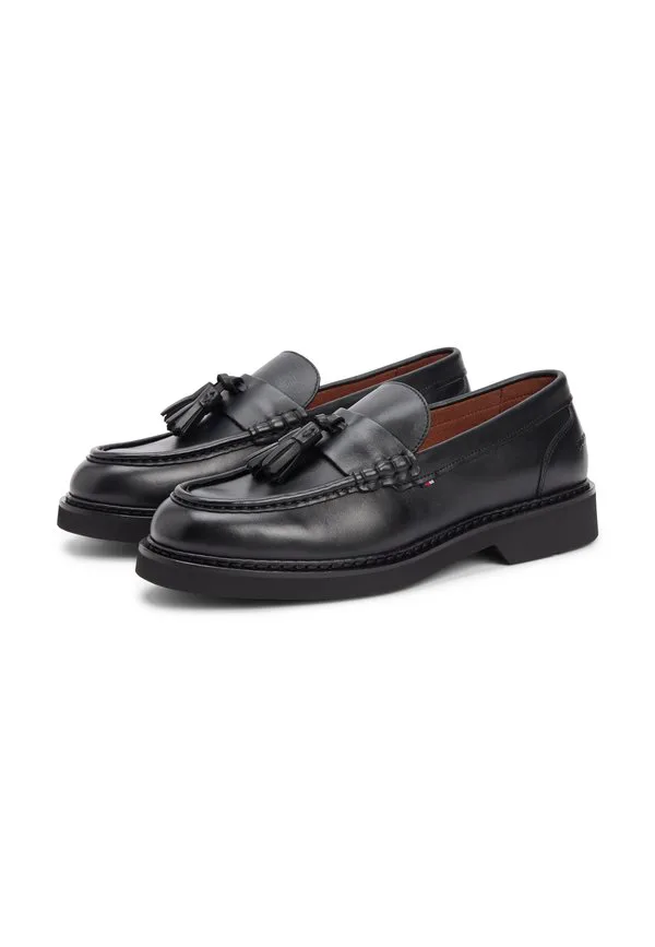 Сверхлегкие кожаные лоферы с кисточками (слипоны) Tommy Hilfiger, Black — фото 2
