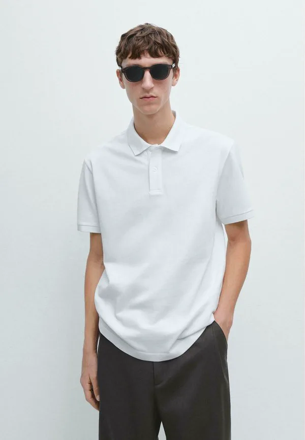 Рубашка-Поло с микротекстурой Massimo Dutti, White