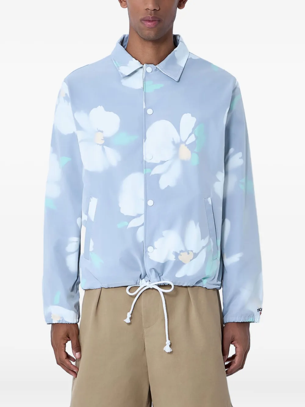 

Рубашка-оверсайз с застежками на кнопки и цветочным принтом NOAH, синий