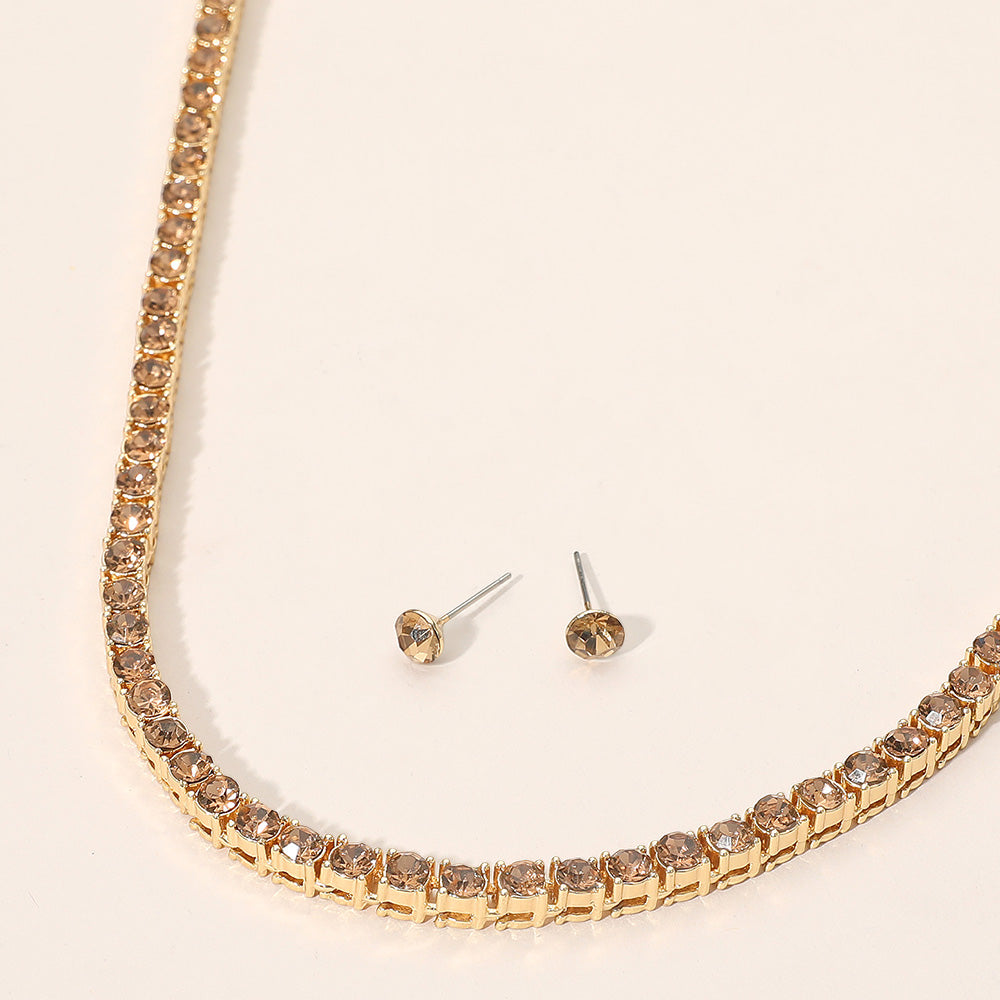 

Вечернее ожерелье с теннисной цепочкой и стразами Fashnzfab, Gold, Lt Col Topaz